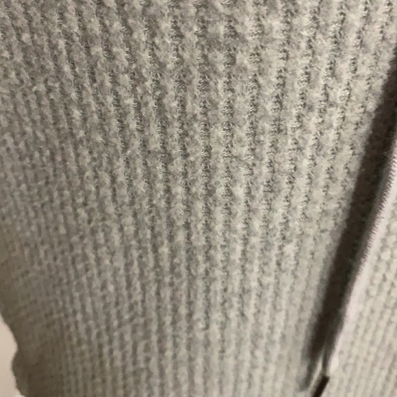 Rags II Riches gray cowl drawstring neckline long sleeved waffle sweater - Picture 7 of 16